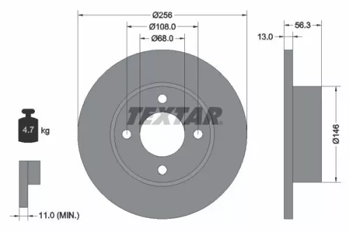 TEXTAR TEXTAR 92057800 1x TEXTAR 92057800 Brake Disc 