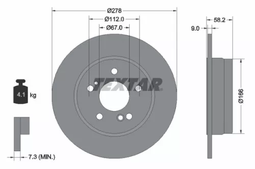 1x TEXTAR 92058000 Brake Disc