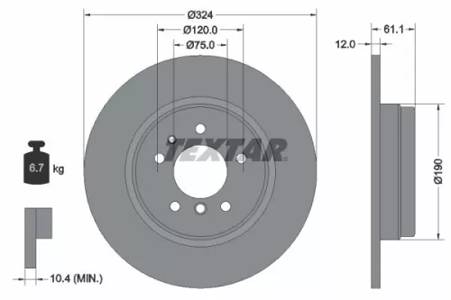 1x TEXTAR 92058400 Brake Disc