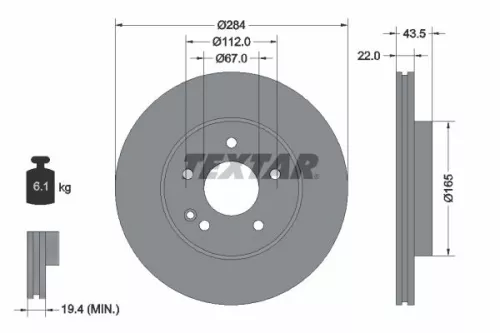 TEXTAR TEXTAR 92059405 1x TEXTAR 92059405 Brake Disc 