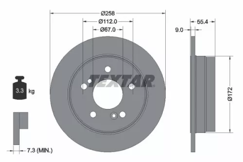 1x TEXTAR 92059503 Brake Disc