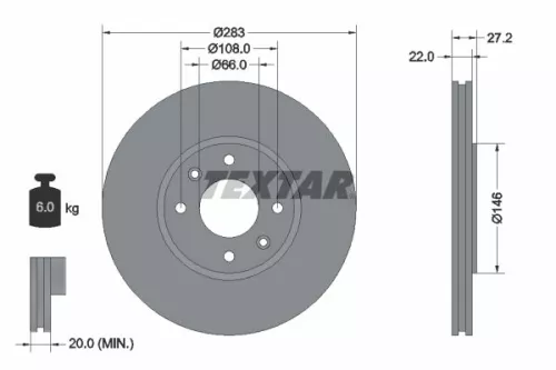 TEXTAR TEXTAR 92059600 1x TEXTAR 92059600 Brake Disc 