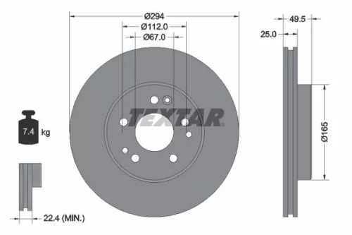 TEXTAR TEXTAR 92060000 1x TEXTAR 92060000 Brake Disc 