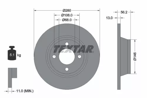 1x TEXTAR 92060400 Brake Disc