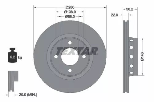 1x TEXTAR 92060600 Brake Disc