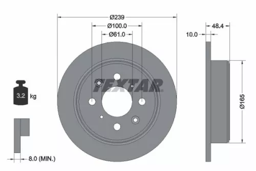 1x TEXTAR 92060800 Brake Disc