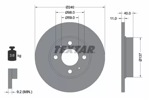 1x  TEXTAR Brake Disc