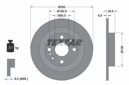 1x  TEXTAR Brake Disc