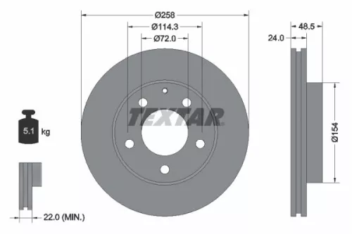 1x  TEXTAR Brake Disc 92062000 258