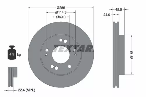 1x TEXTAR 92063000 Brake Disc
