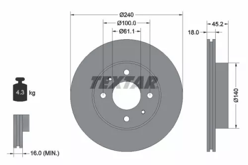 1x TEXTAR 92063200 Brake Disc