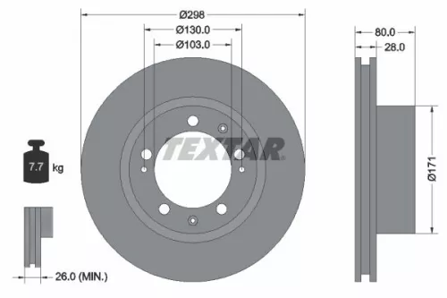1x TEXTAR 92064607 Brake Disc