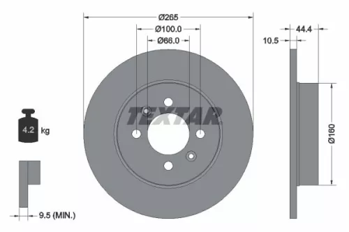 1x TEXTAR 92064903 Brake Disc