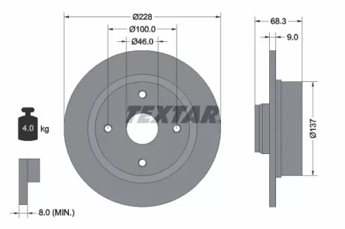 TEXTAR TEXTAR 92066100 1x TEXTAR 92066100 Brake Disc 
