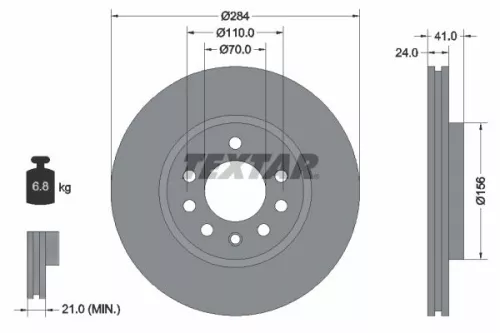 1x  TEXTAR Brake Disc 92066200 284