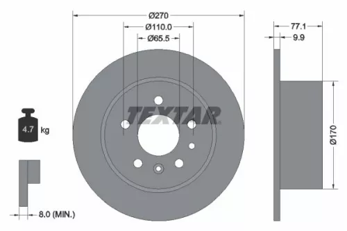 1x TEXTAR 92066300 Brake Disc