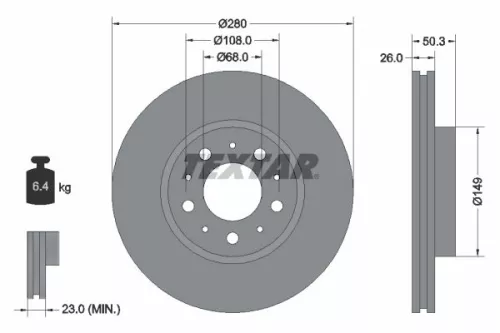 1x  TEXTAR Brake Disc