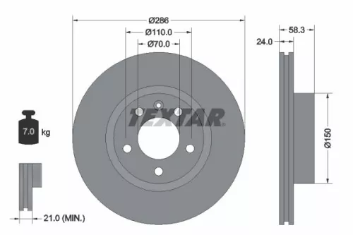 TEXTAR TEXTAR 92066903 1x TEXTAR 92066903 Brake Disc 