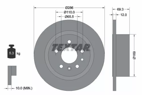 TEXTAR TEXTAR 92067003 1x TEXTAR 92067003 Brake Disc 