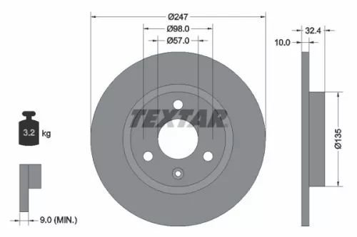 1x TEXTAR 92067300 Brake Disc