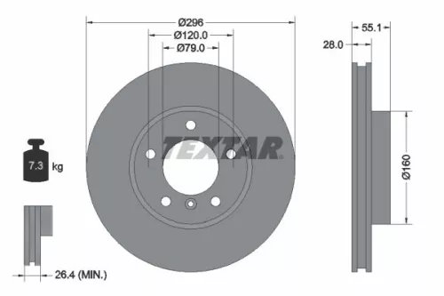 1x TEXTAR 92067400 Brake Disc
