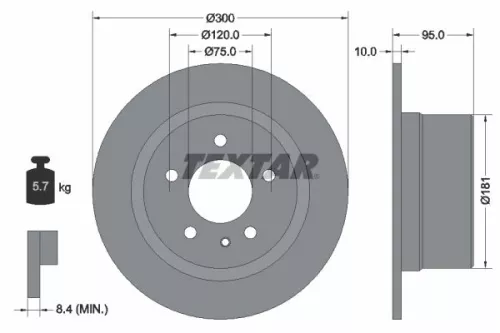 TEXTAR TEXTAR 92067500 1x TEXTAR 92067500 Brake Disc 