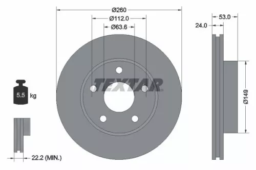 1x TEXTAR 92067700 Brake Disc