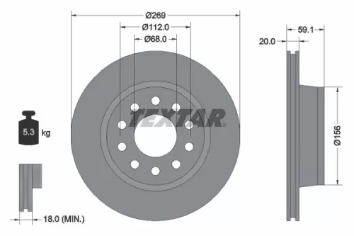TEXTAR TEXTAR 92068400 1x TEXTAR 92068400 Brake Disc 