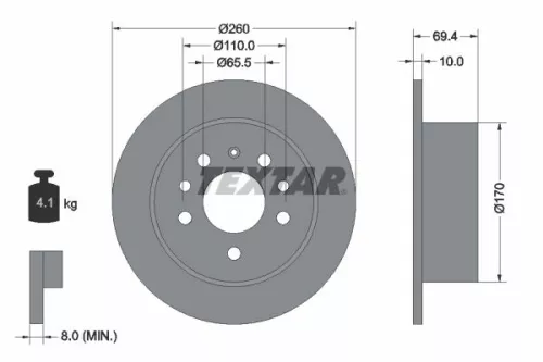 TEXTAR TEXTAR 92068800 1x TEXTAR 92068800 Brake Disc 