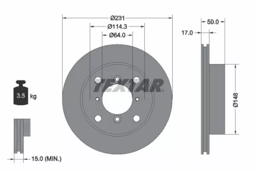 1x  TEXTAR Brake Disc
