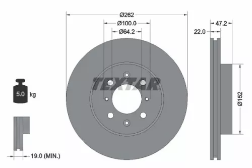 TEXTAR TEXTAR 92070600 1x TEXTAR 92070600 Brake Disc 