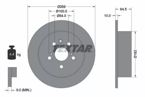 1x TEXTAR 92070800 Brake Disc