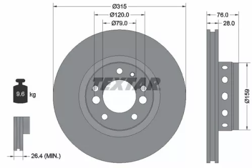 TEXTAR TEXTAR 92070900 1x TEXTAR 92070900 Brake Disc 