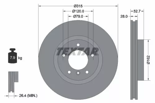 TEXTAR TEXTAR 92071103 1x TEXTAR 92071103 Brake Disc 