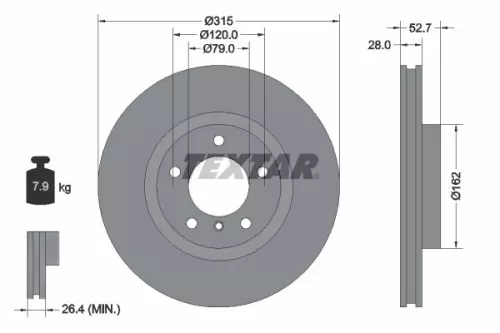 TEXTAR TEXTAR 92071203 1x TEXTAR 92071203 Brake Disc 