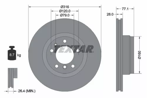 TEXTAR TEXTAR (92071405) 1x TEXTAR 92071405 Brake Disc 