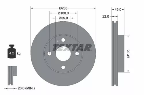 TEXTAR TEXTAR (92071500) 1x  TEXTAR Brake Disc 92071500 235 