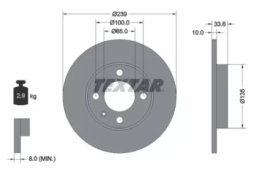 1x  TEXTAR Brake Disc