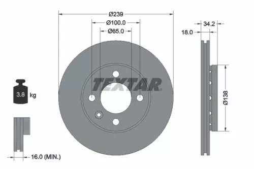 TEXTAR TEXTAR 92072003 1x TEXTAR 92072003 Brake Disc 
