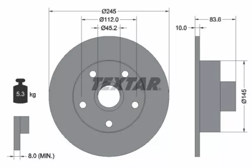 1x  TEXTAR Brake Disc