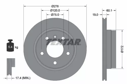 TEXTAR TEXTAR 92072403 1x TEXTAR 92072403 Brake Disc 