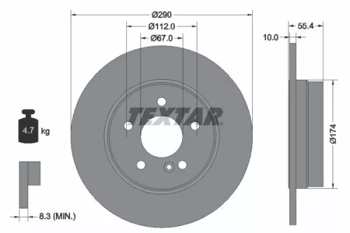 TEXTAR TEXTAR 92072703 1x TEXTAR 92072703 Brake Disc 