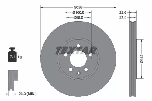 1x TEXTAR 92072800 Brake Disc