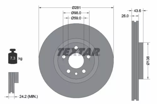 1x  TEXTAR Brake Disc