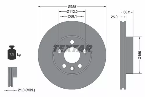 1x  TEXTAR Brake Disc