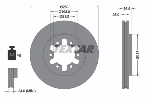 TEXTAR TEXTAR 92074700 1x TEXTAR 92074700 Brake Disc 