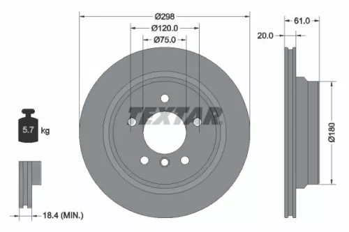 1x  TEXTAR Brake Disc