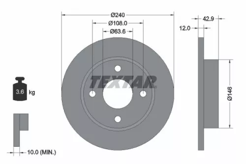 1x  TEXTAR Brake Disc