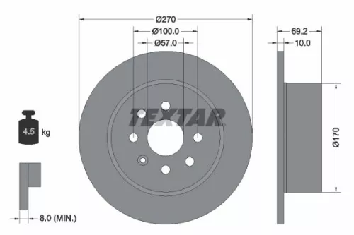 1x TEXTAR 92075503 Brake Disc