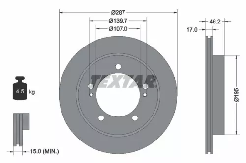 1x  TEXTAR Brake Disc